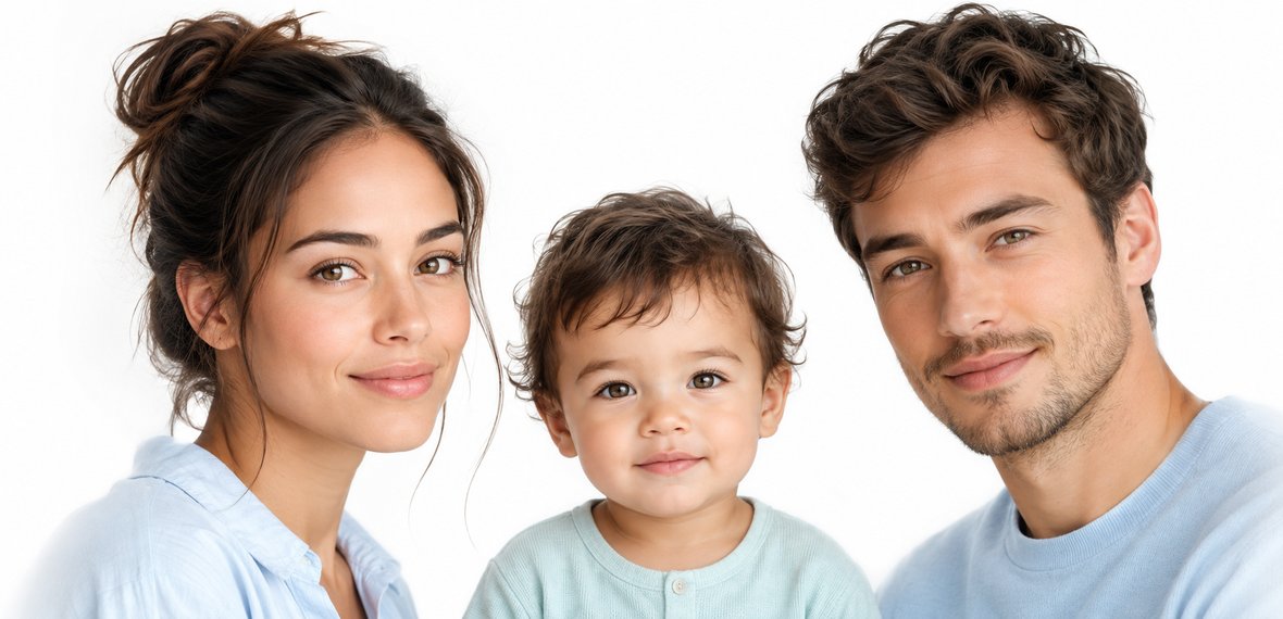 A mother, a father and a small child